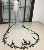 voile mariée cathédrale dentelle florale blanche noire transparente femme classique