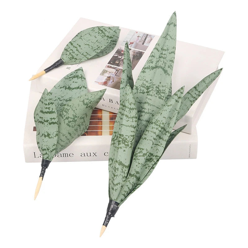 feuilles artificielles vertes rayures noires moderne décoration intérieure adhésif extérieur ornement vert plastique unique