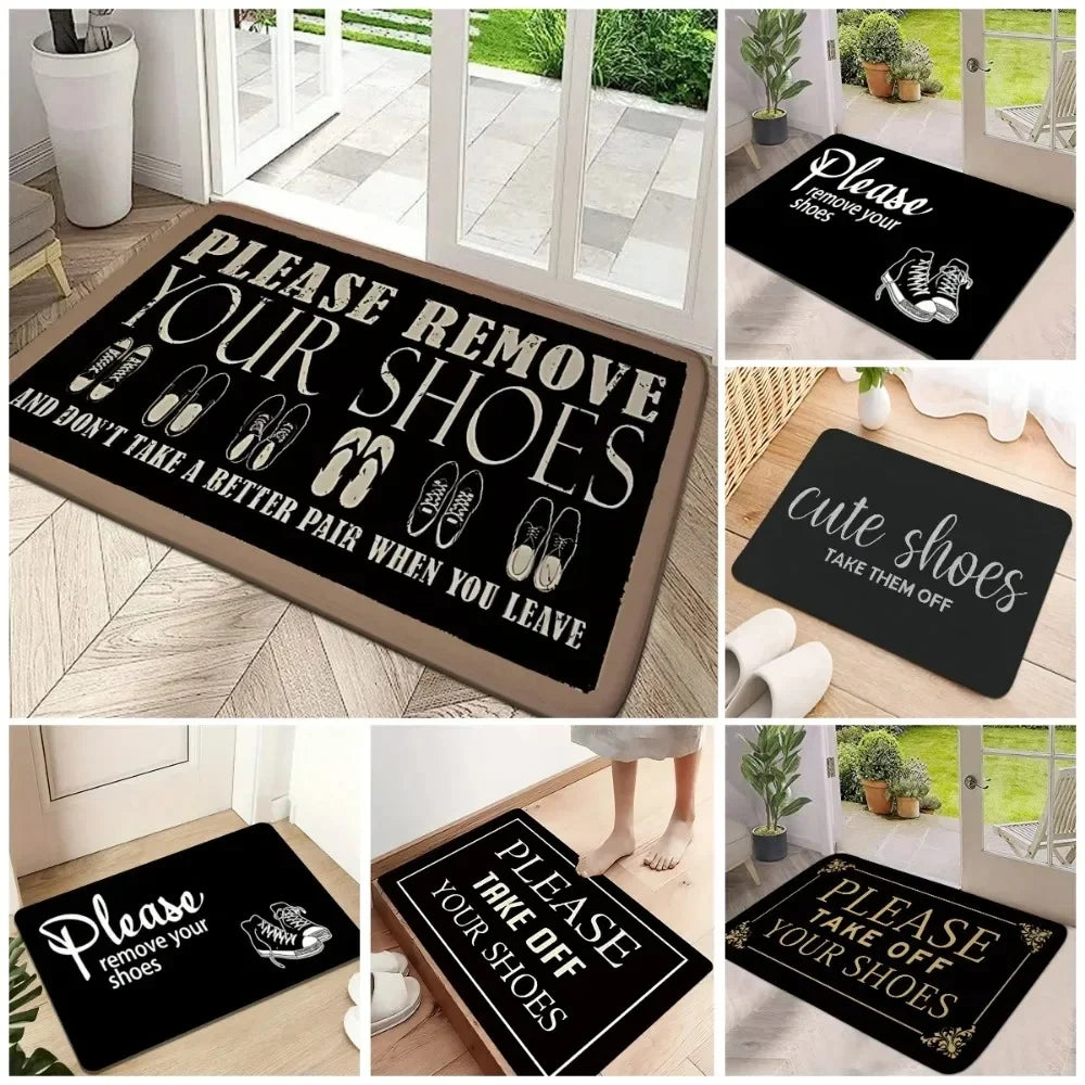 tapis d'entrée moderne noir blanc retirer chaussures antidérapant extérieur porte bain