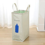 sac tri déchets beige imprimé moderne poignées détachables respectueux environnement 75x60x35cm