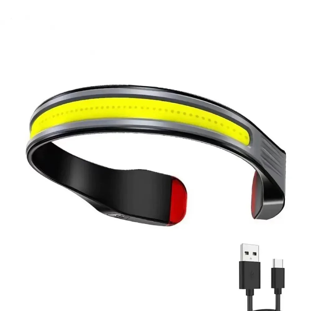 lampe frontale rechargeable led 5w noir jaune blanc headlight tactile affichage ir sensor modes