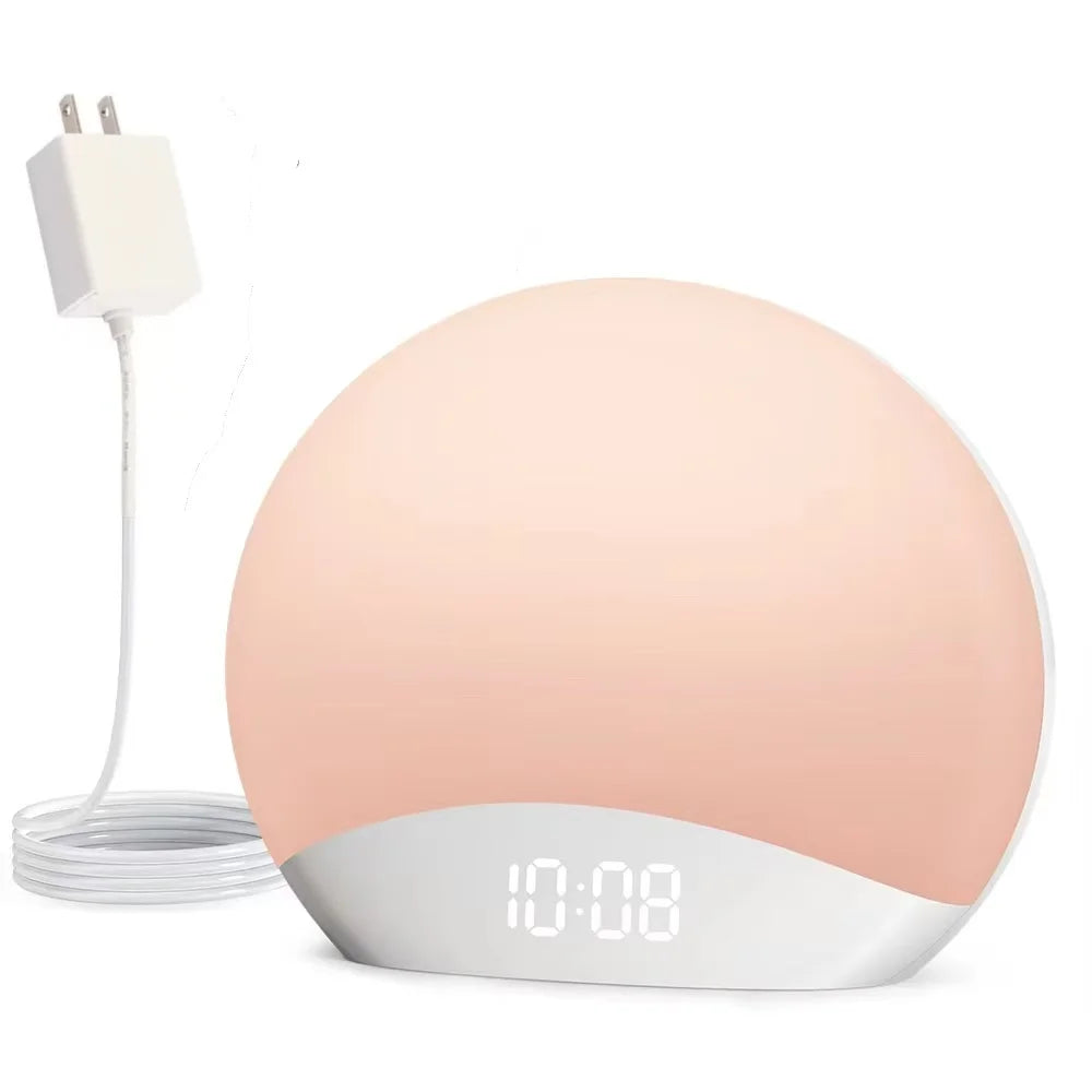 lampe ambiance graduel lever soleil affichage numerique son apaisant controle luminosite snooze stereo 5w