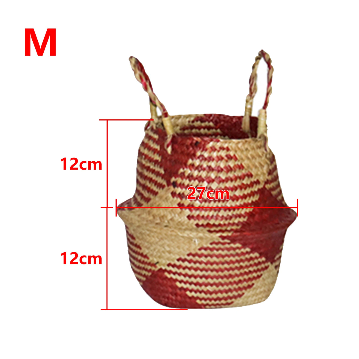 panier tissé fleurs naturel rouge vert orange motifs géométriques rustique.storage ecofriendly