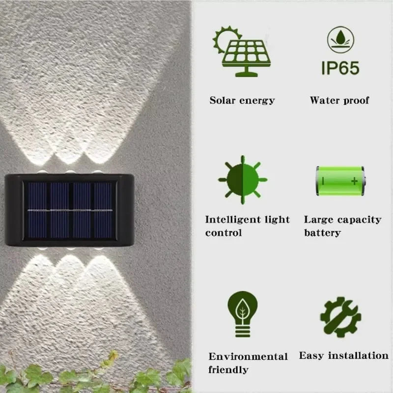 applique murale solaire noire 10 led lumière blanche moderne auto installationextérieur
