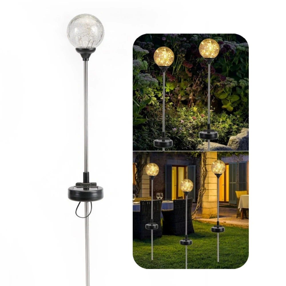 lampe solaire décorative effet craquelé vert rouge bleu violet jaune moderne extérieur jardin
