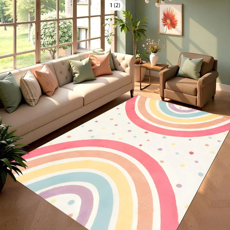 tapis moderne arc ciel pois polypropylène polyester coloré salon chambre extérieur decorative