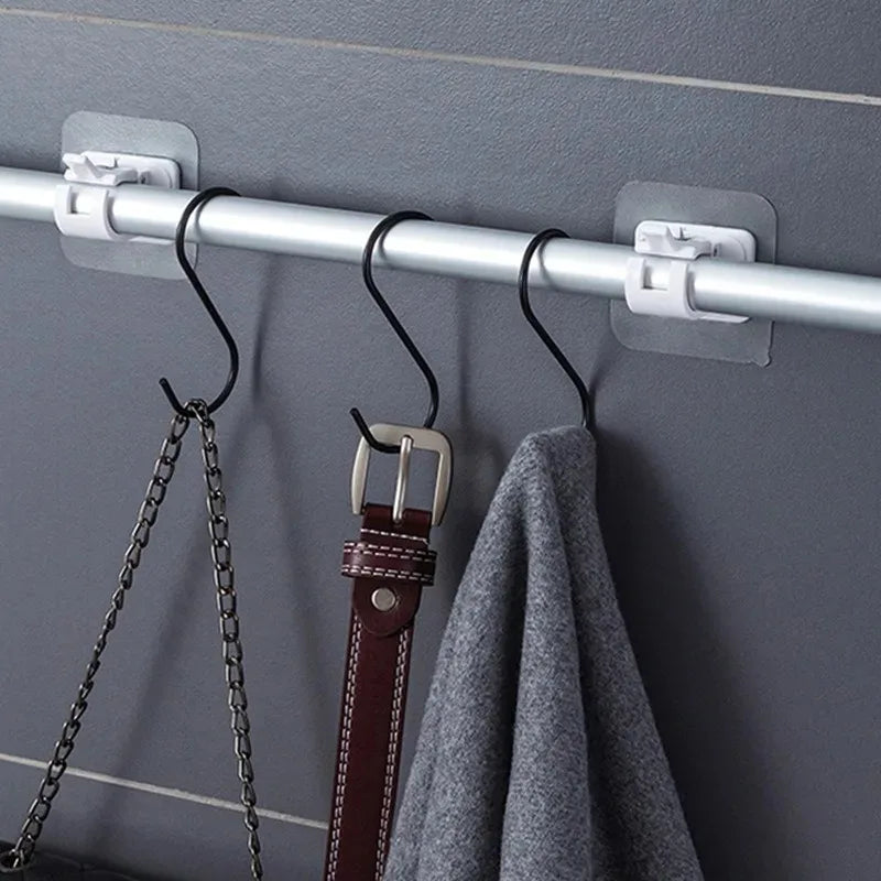 porte serviettes adhésifs blanc noir transparent moderne pratique clips barre métallique