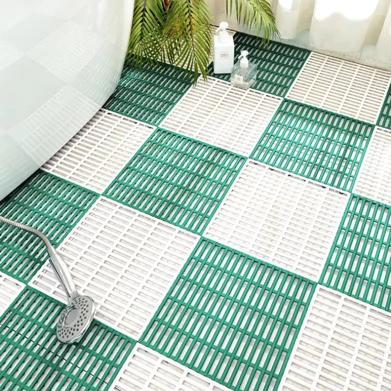 tapis bain modulable gris blanc vert clips antidérapants moderne respectueux environnement