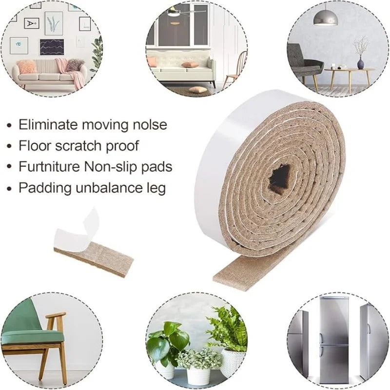 tapis protection meubles beige clair texture feutre moderne adhésif 2m large strips découpés résistants