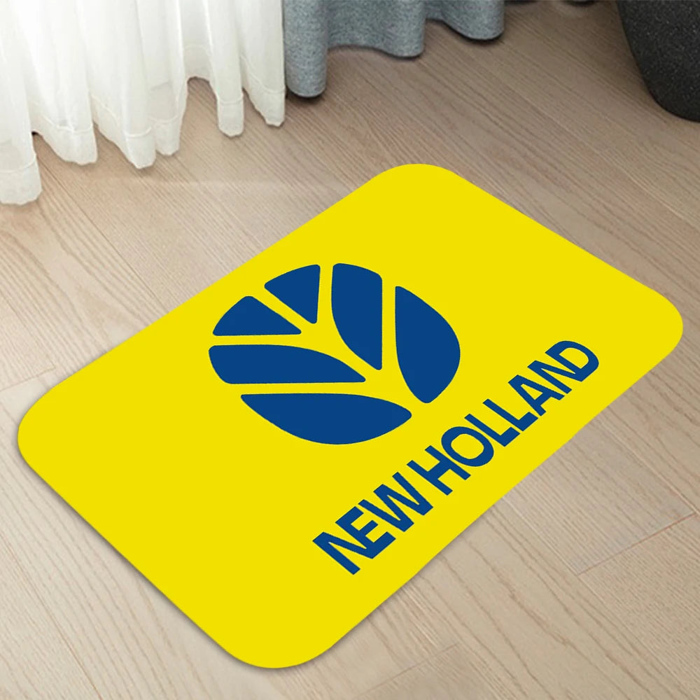 tapis moderne jaune noir bleu blanc logo holland motif floral antidérapant polyestère salon entrée