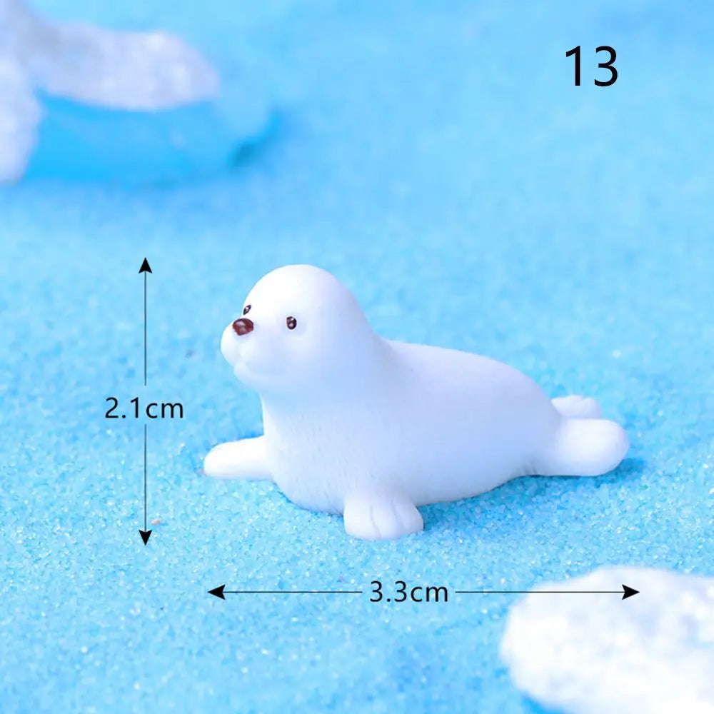 figurines animaux résine blanc noir jaune nautique pingouins phoque flocon neige détaillées maison jardinage