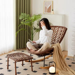 fauteuil bascule moderne rotin tissu doux confortable salon adulte beige noir