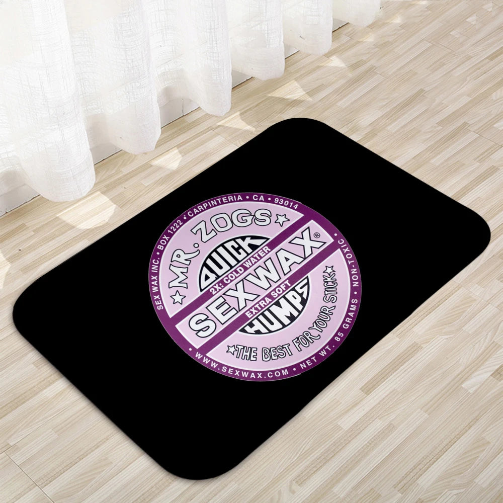 tapis moderne graphique logo mr zogs sex wax noir orange bleu rose vert