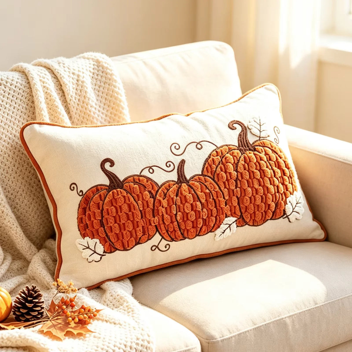 taies d'oreiller automnales citrouille feuilles érable rustique velours polyester non toxique respectueux environnement decoration