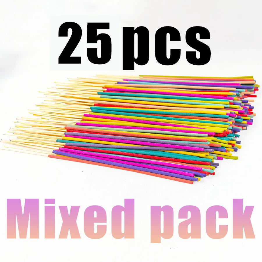 bâtonnets d'encens multicolores aromathérapie mix parfums bois naturels salon anti odeurs 22cm modernes