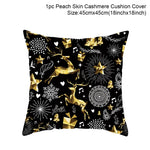 housse coussin noël motifs cerfs flocons étoiles or noir festive decoration fixations