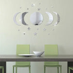 miroirs argentés effet miroir adhésifs modernes 10 étoiles cercle croissants