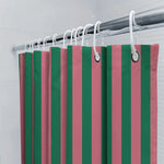 rideau douche moderne vert foncé rose rayures opacité imperméable tapis bain décoration chambre anneaux