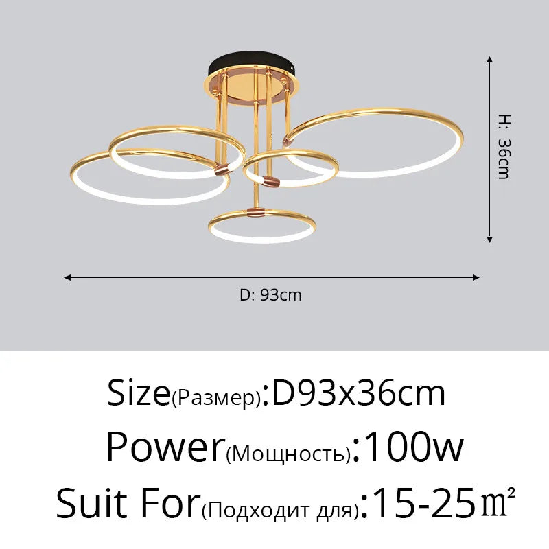 lampe suspendue moderne or blanc circulaire élégante chaînes salon chambre interrupteur bouton