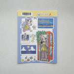 sticker kawaii personnages animés fille piscine guitare autocollants décoratifs carnet journal intime scrapbook