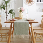 chinois table chemin marron lin texture classique tassel doré