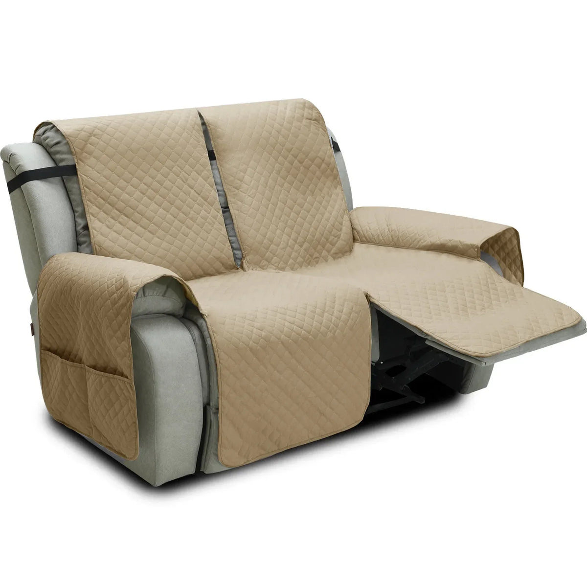 housses fauteuil inclinable gris quilté moderne élastique ajustable poche rangement lavage machine salon