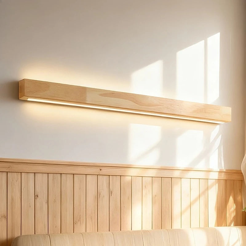 lampe led moderne bois naturel clair éclairage chambre salon entrée fixée mur appliques murales