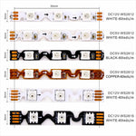 ruban led flexible 60 diodes 5v 12v ws2812 ws2815 blanc noir cuivre moderne technologique
