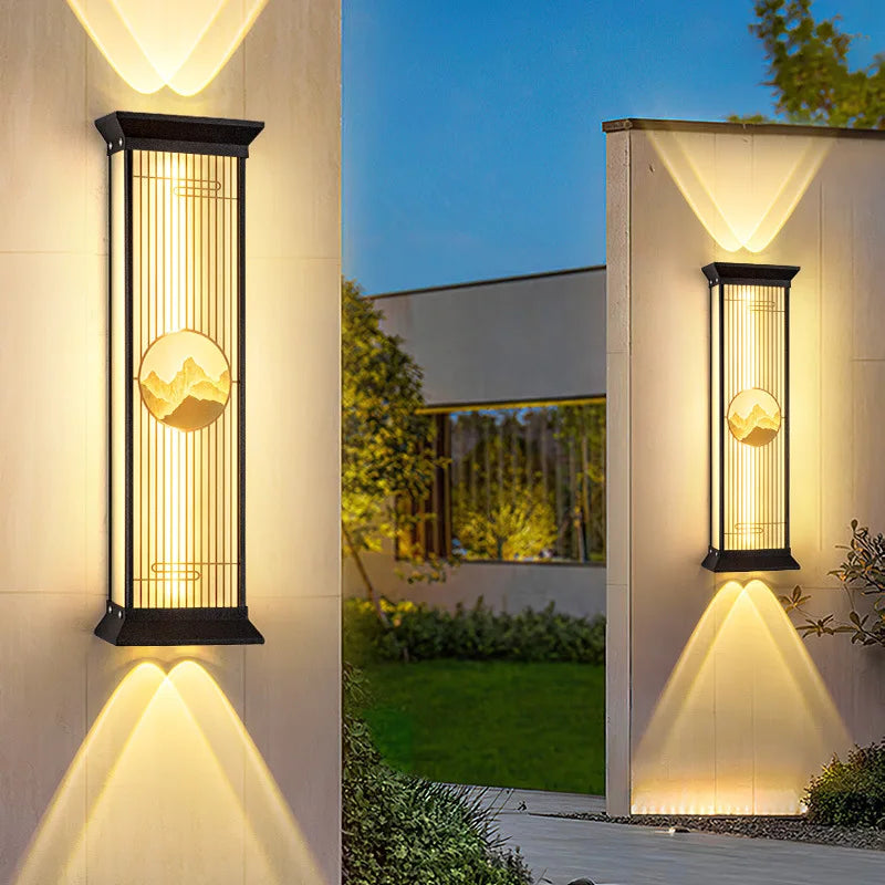 applique murale extérieure led moderne noir doré acier inoxydable étanche porche jardin
