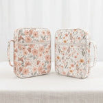 sac main réutilisable coton fleurs moderne poignée détachable blanc rose vert jaune bleu élégant