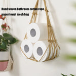 porte rouleaux papier toilette suspendu cordelettes decoratives filet tresse boheme rustique artisanal