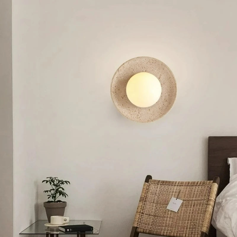 applique murale moderne pierre granulée texture marbrée beige crème salle salon chambre coucher lumière
