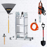 crochet mural moderne noir orange fer utilisation multiple outils jardinage pelle