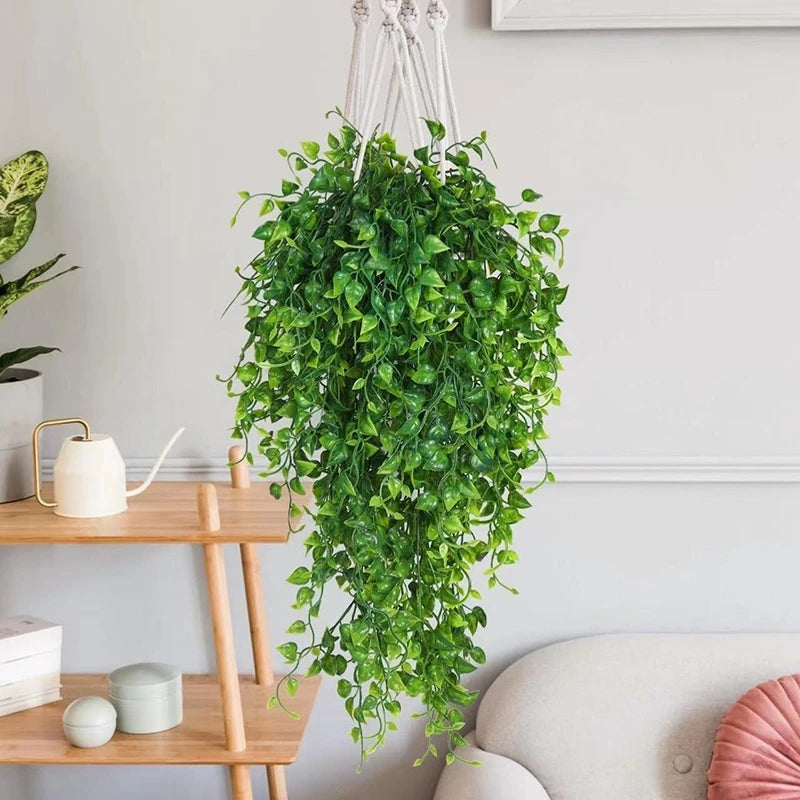 plantes artificielles suspendues vert feuilles fines moderne cordelette mariage anniversaire baby shower