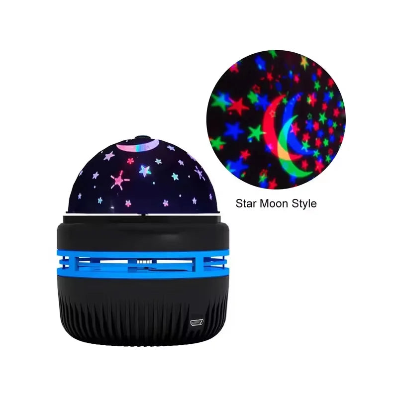 projecteur étoiles led multicolore veilleuse moderne chambre décoration lune étoiles géométrique noir bleu ambiance