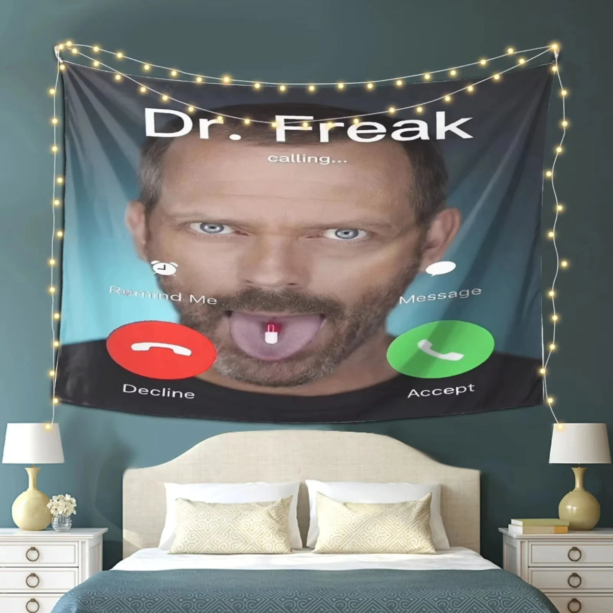 tapis polyestère visage dr freak bulles dialogues telephone moderne humoristique chambre