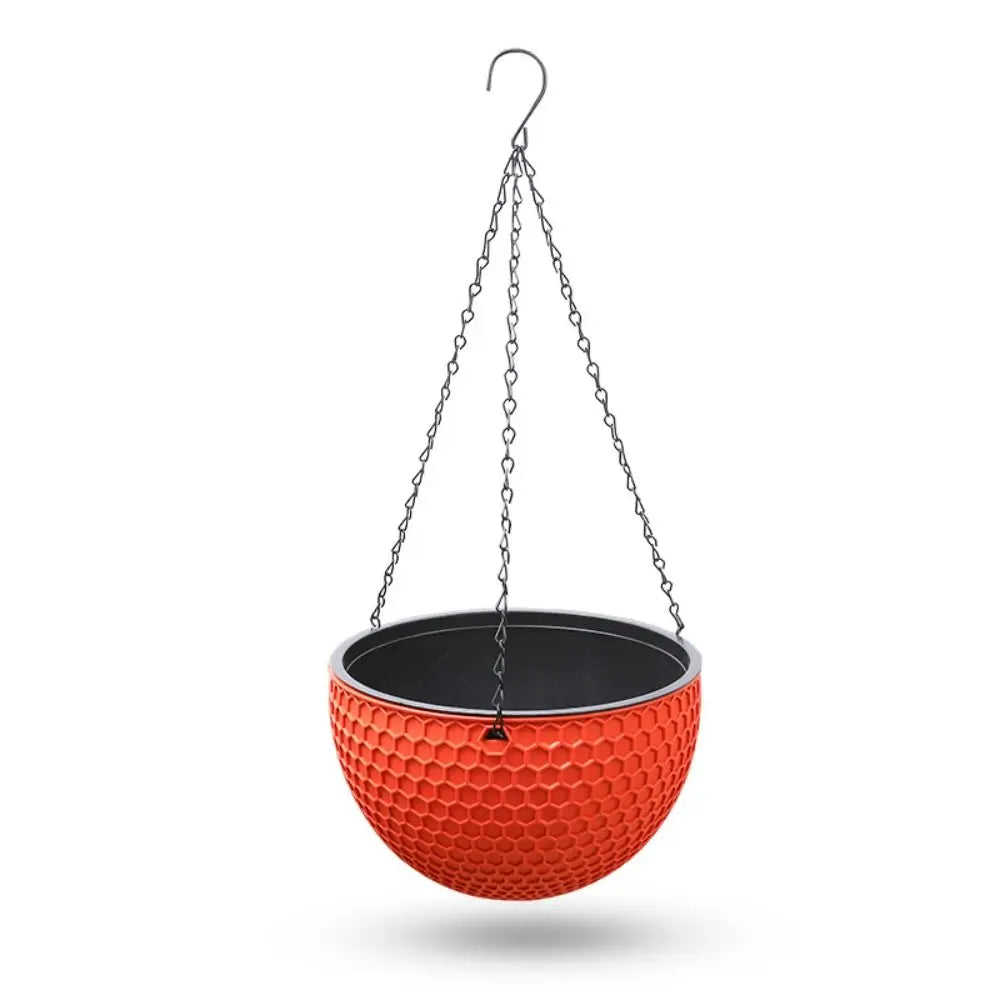 cache pot suspendu moderne hexagonal noir blanc orange gris chaîne métallique