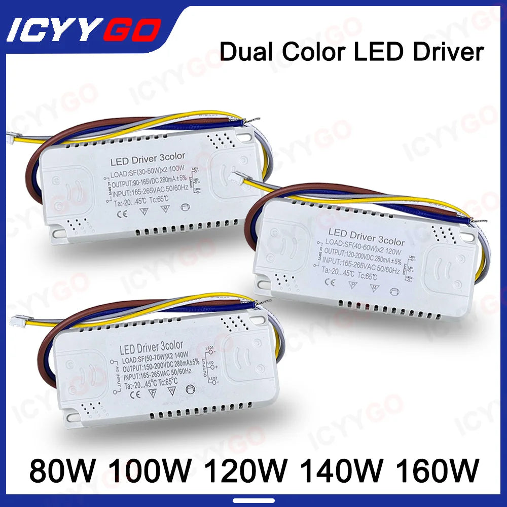 driver led tricolore 80w 100w 120w 140w 160w câbles blanc moderne