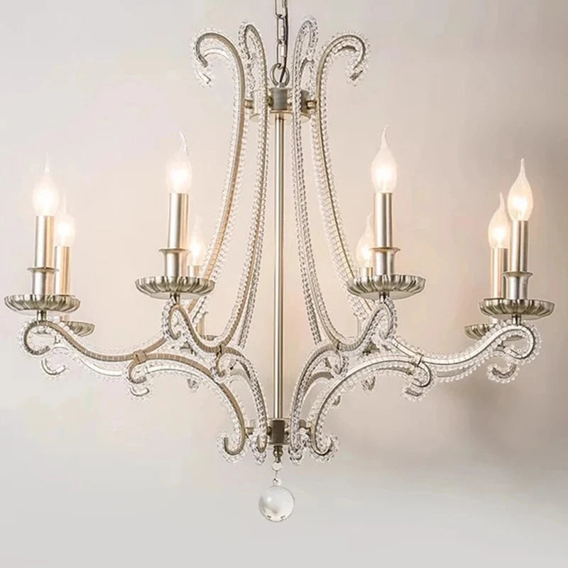 lustre décoration doré transparent floraux classique baroque ampoules led