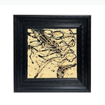 tableau moderne abstrait noir beige gris blanc marbré taches cadre toile salon décoration