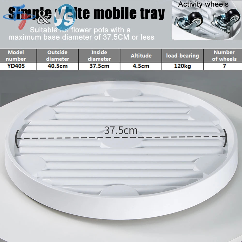 plateau mobile plantes gris blanc grille ventilation moderne pp résinerollable profondintérieur diamètre 40.5cm