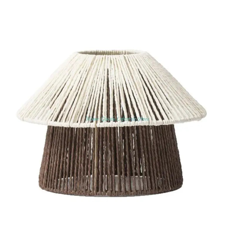 abat jour blanc brun rayures moderne artisanal 27cm 19cm 20.5cm