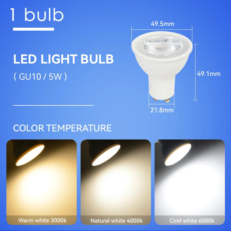 ampoules led gu10 blanc chaud sans scintillement 5w moderne ac85265v