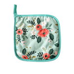 poignées plat gants cuisine antiderapants fleurs bleu vert jaune décoratifs four cuisine festive
