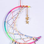 attrape rêves boho spirale lune étoiles plumes or rose multicolore métal