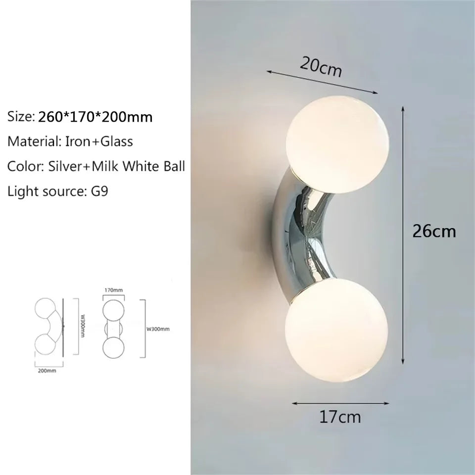 Suspension lumineuse moderne sphères translucides chrome blanc 13 têtes LED