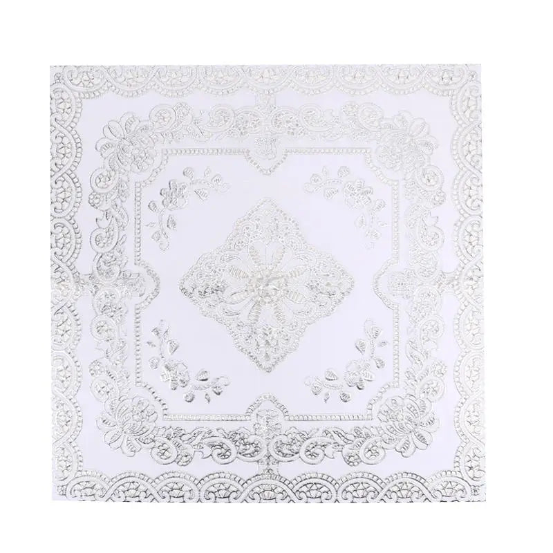 serviette table moderne broderie fleur doré réutilisable imperméable maison fête banquet