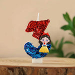 bougies numériques forme chiffres paillettées rouge bleu jaune blanc princesse anniversaire décoration gâteau festive