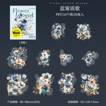 sticker fleur vintage blanc bleu floral manuel papier opacité 145 95mm