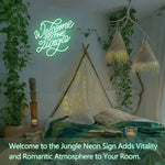 Enseigne lumineuse jungle fixée au mur avec crochets